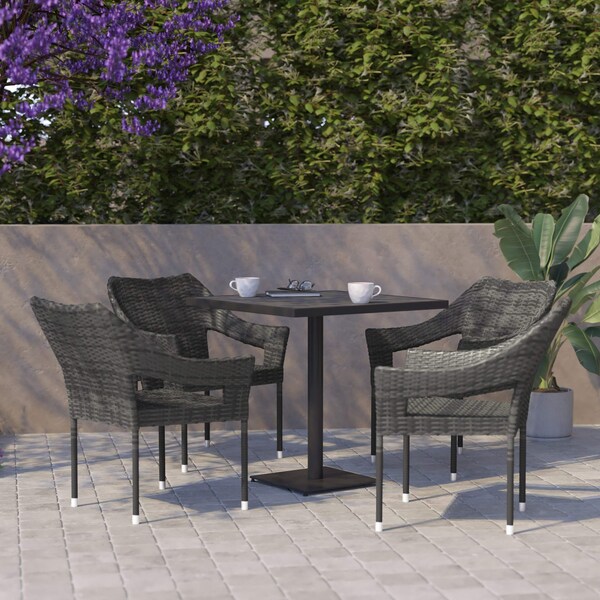 Flash Furniture Gray PE Rattan Wicker Patio Dining Chair, 4PK 4-TT-TT02-GY-GG - main